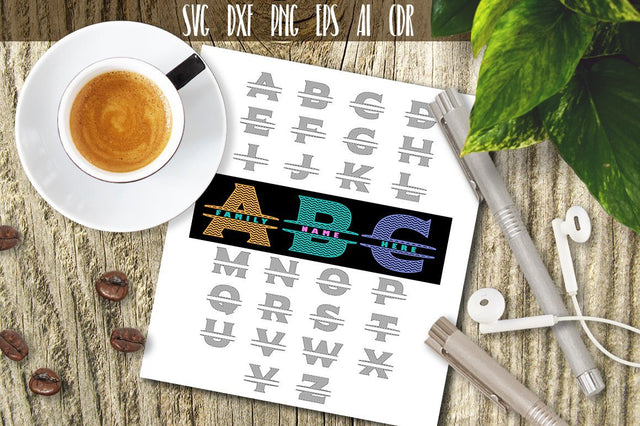 Alphabet Split Monogram Letters SVG files SVG VectorSVGdesign