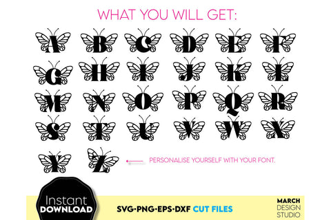 Alphabet SVG | Butterfly Alphabet Monogram SVG SVG March Design Studio 