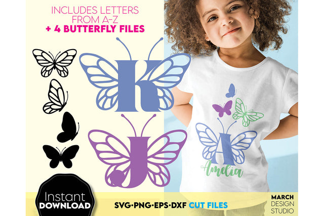 Alphabet SVG | Butterfly Alphabet Monogram SVG SVG March Design Studio 