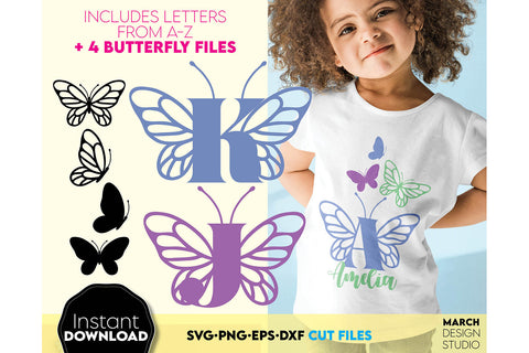 Alphabet SVG | Butterfly Alphabet Monogram SVG SVG March Design Studio 