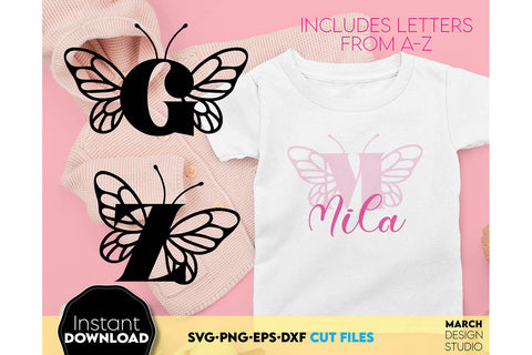 Alphabet SVG | Butterfly Alphabet Monogram SVG SVG March Design Studio 