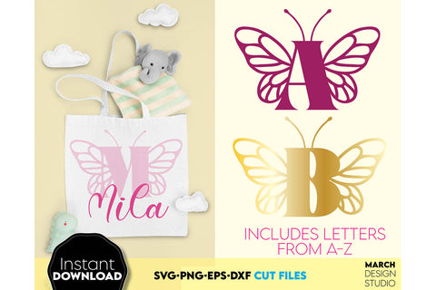 Alphabet SVG | Butterfly Alphabet Monogram SVG SVG March Design Studio 