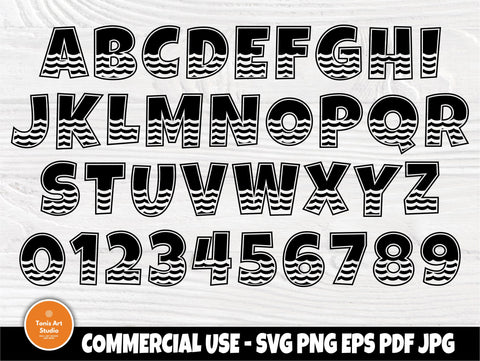 Alphabet SVG, Summer Font, Wave Svg, Letters Svg SVG TonisArtStudio 