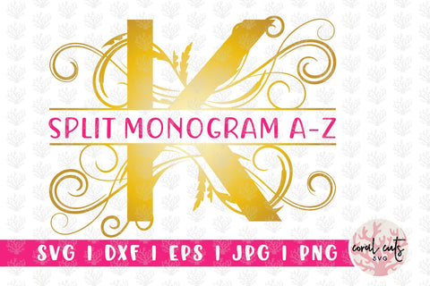 Alphabet Swirl Split Monogram - Svg EPS DXF PNG File SVG CoralCutsSVG 