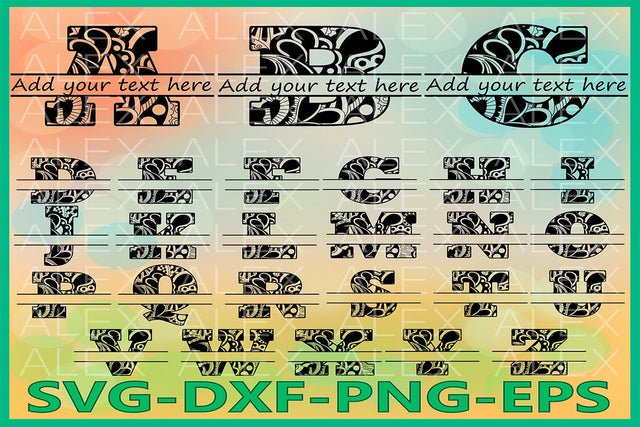 Alphabet Zentangle SVG, Alphabet frame Font SVG AlexSVGStudio 