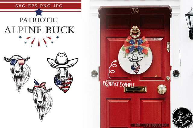 Alpine Buck Goat Patriotic Cut files and Sublimation SVG Loveleen Kaur 