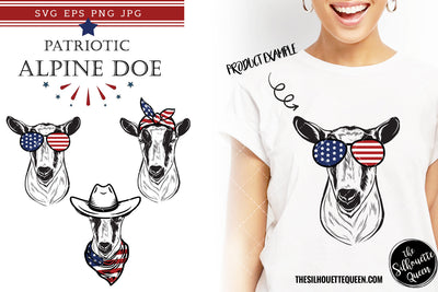 Alpine Doe Goat Patriotic Cut files and Sublimation SVG Loveleen Kaur 