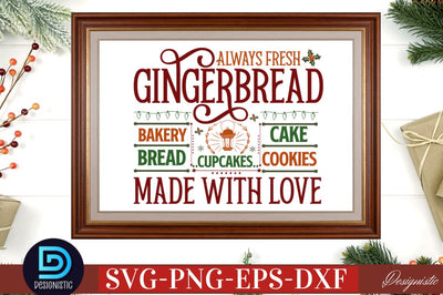 Always fresh gingerbread bakery bread cake cookies cupcakes made with love SVG SVG DESIGNISTIC 