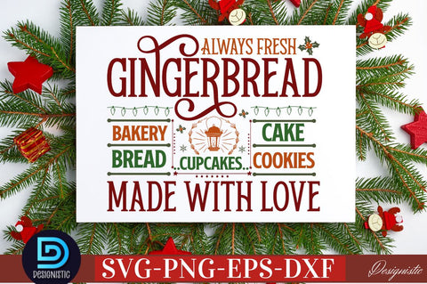 Always fresh gingerbread bakery bread cake cookies cupcakes made with love SVG SVG DESIGNISTIC 