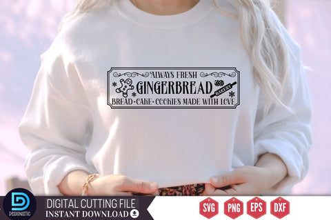 Always fresh gingerbread bakery bread. cake. cookies made with love SVG SVG DESIGNISTIC 