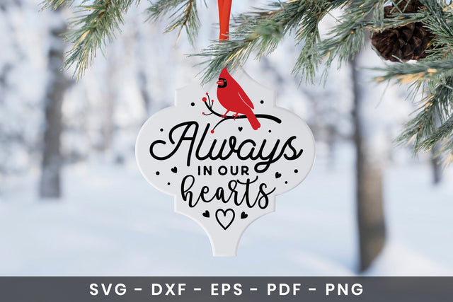 Always in Our Hearts, Christmas Cardinal Arabesque SVG SVG CraftLabSVG 