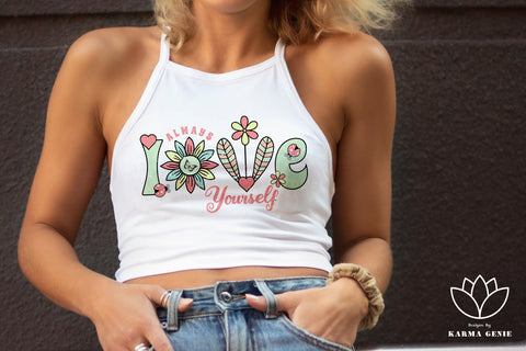 Always Love Yourself - Cute Floral Love Graphic Design Sublimation SVG Karma Genie Graphics 