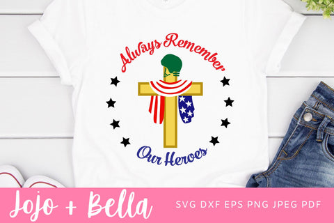 Always Remember Our Heroes SVG, Memorial Day Flag, Remember Soldiers, American Flag, Memorial Military Garden Flag,Memorial Day Gift Svg SVG Jojo&Bella 
