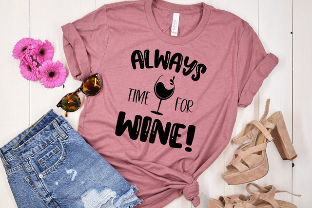Always Time For Wine SVG | Funny Drinking Quote SVG Ikonart Design Shop 