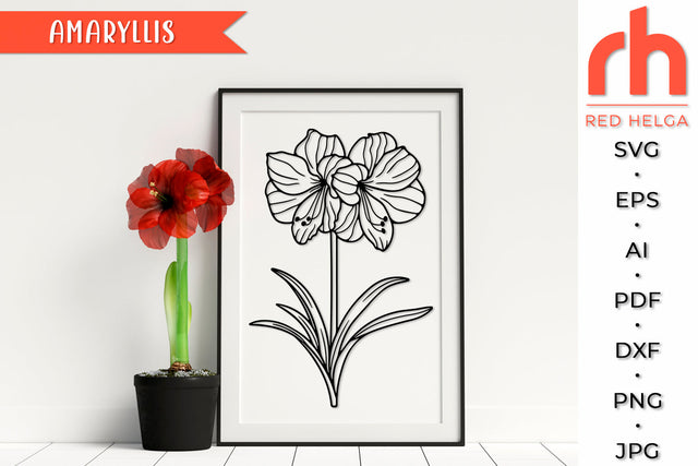 Amaryllis SVG - December Flower Cut File SVG RedHelgaArt 
