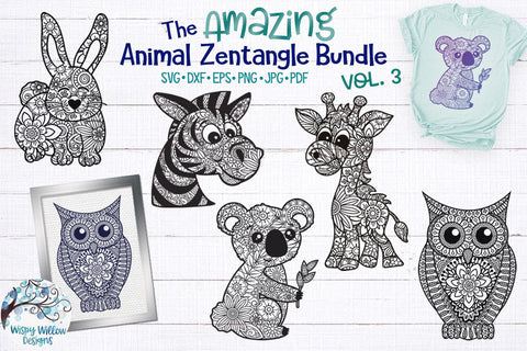Amazing Animal Zentangle SVG Bundle Vol 3 SVG Wispy Willow Designs 