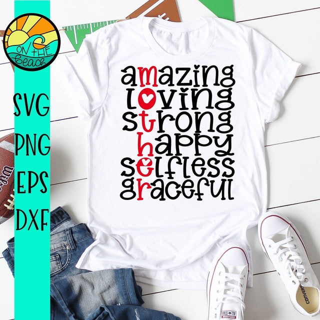 Amazing Mother Words -SVG - DXF - EPS - PNG SVG On the Beach Boutique 