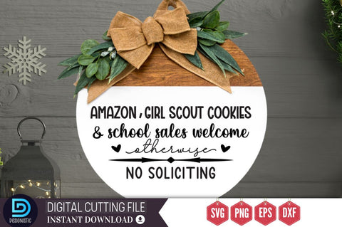 Amazon, girl scout cookies & school sales welcome otherwise no soliciting SVG SVG DESIGNISTIC 