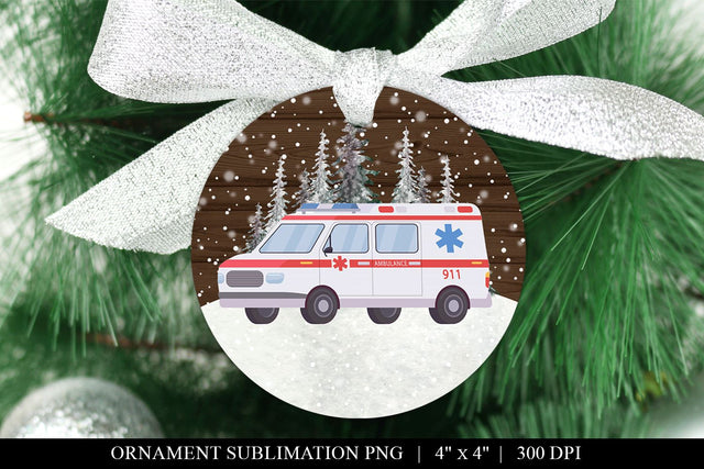Ambulance Christmas Ornament Sublimation Sublimation BijouBay 