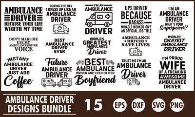 Ambulance Driver SVG Designs Bundle SVG PatternFeed8 