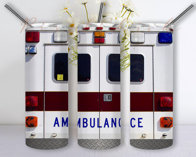 Ambulance straight and tapered 20 oz Skinny Tumbler Sublimation Design Template Download PNG Sublimation PixelChick 