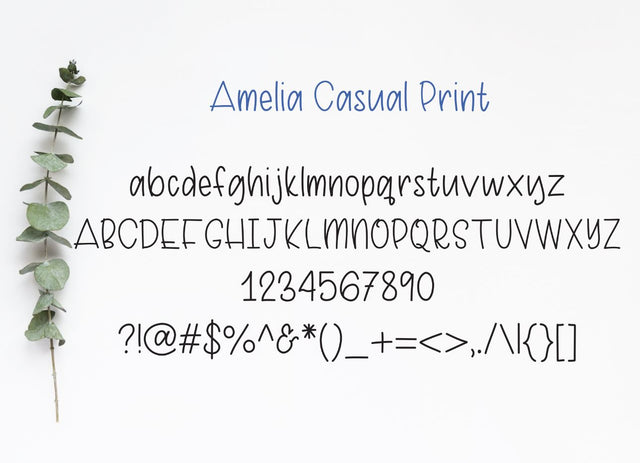 Amelia Casual Print Hand Lettered Font Font Cursive by Camille