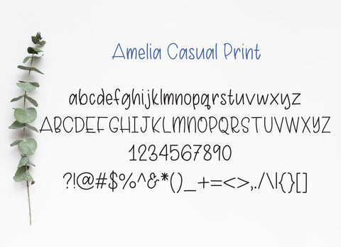 Amelia Casual Print Hand Lettered Font Font Cursive by Camille 