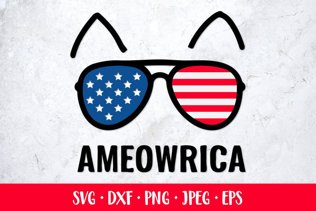 Ameowrica. American cat. Fourth of July pun. Patriotic SVG SVG LaBelezoka 