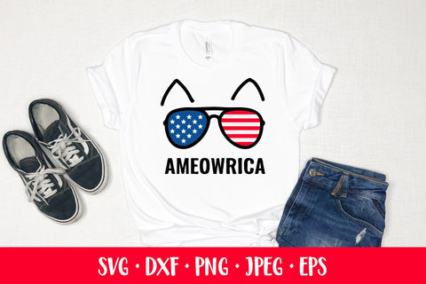 Ameowrica. American cat. Fourth of July pun. Patriotic SVG SVG LaBelezoka 