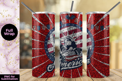America 20oz Skinny Tumbler Wrap Template Sublimation Sublimatiz Designs 