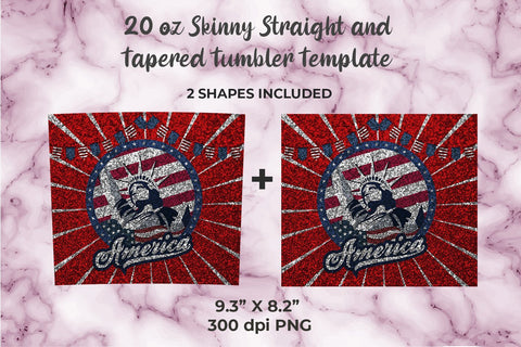 America 20oz Skinny Tumbler Wrap Template Sublimation Sublimatiz Designs 