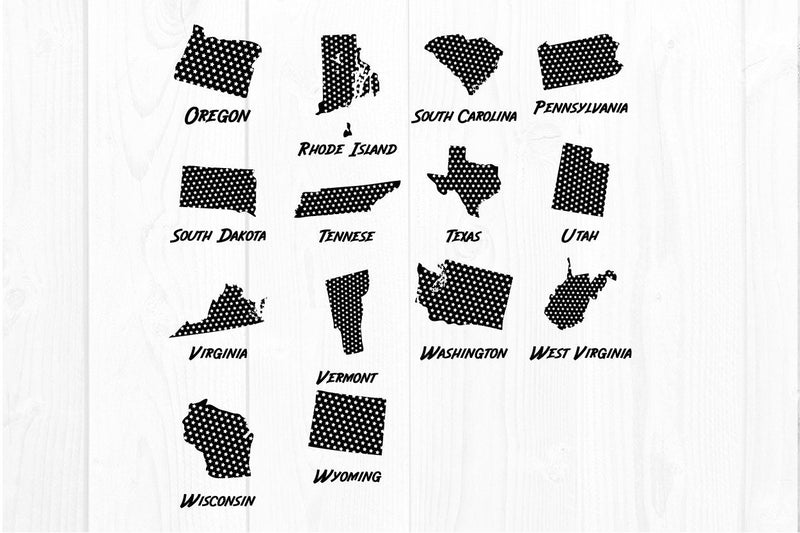 America 50 us states bundle with stars svg cut file - So Fontsy