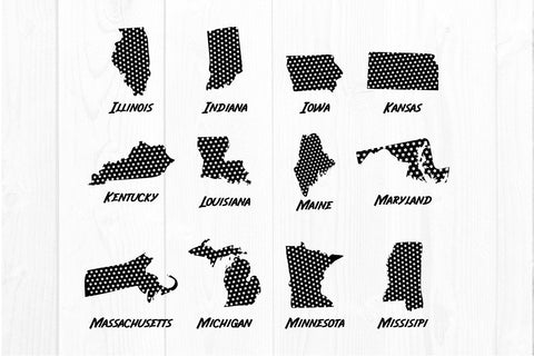 America 50 us states bundle with stars svg cut file SVG vectorbundles 