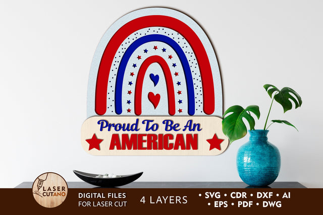 America Cut File Independence Day, 4th of July SVG LaserCutano 