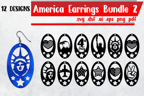 America Earrings Bundle 2 SVG zafrans studio 