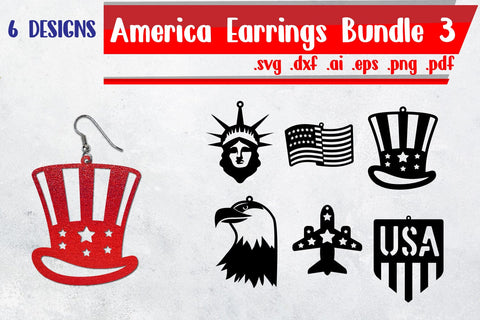 America Earrings Bundle 3 svg SVG zafrans studio 