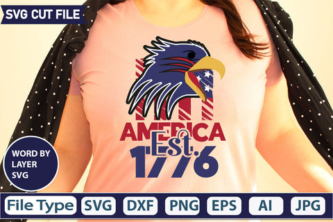 America Est. 1776 SVG Cur File,SVGs,quotes-and-sayings,food-drink,mini-bundles,print-cut,on-sale, SVG DesignPlante 503 