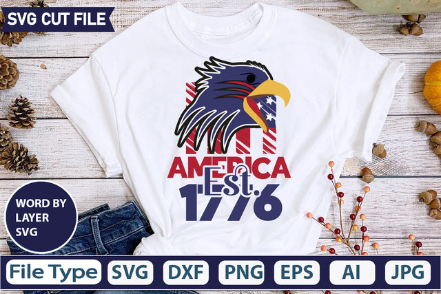 America Est. 1776 SVG Cur File,SVGs,quotes-and-sayings,food-drink,mini-bundles,print-cut,on-sale, SVG DesignPlante 503 
