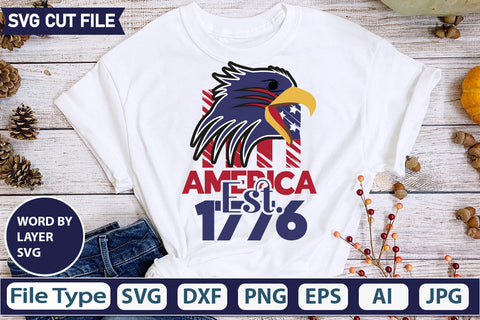 America Est. 1776 SVG Cur File,SVGs,quotes-and-sayings,food-drink,mini-bundles,print-cut,on-sale, SVG DesignPlante 503 