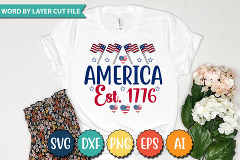 America est. 1776 Svg Cut File Patriotic Fighter Pilot Aviator Sunglasses Stars Stripes Clipart Clip Art Sublimation or Vinyl Shirt Design SVG DesignPlante 503 