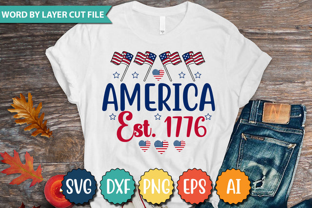 America est. 1776 Svg Cut File Patriotic Fighter Pilot Aviator Sunglasses Stars Stripes Clipart Clip Art Sublimation or Vinyl Shirt Design SVG DesignPlante 503 