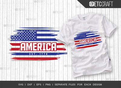 America EST 1776 SVG Cut File | USA Flag T-shirt Design SVG ETC Craft 