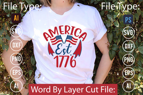 America Est. 1776 Svg Cut File,SVGs,quotes-and-sayings,food-drink,mini-bundles,print-cut,on-sale, SVG DesignPlante 503 