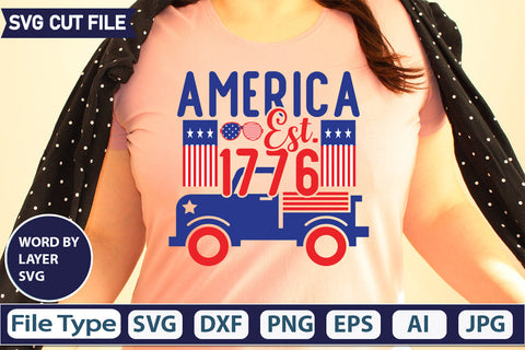 America Est. 1776 SVG Cut File,SVGs,quotes-and-sayings,food-drink,mini-bundles,print-cut,on-sale, SVG DesignPlante 503 