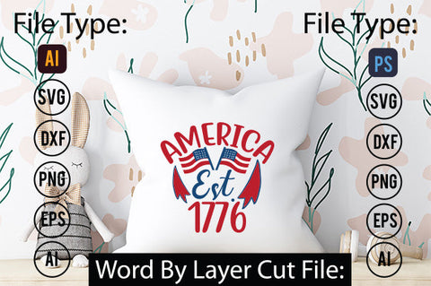 America Est. 1776 Svg Cut File,SVGs,quotes-and-sayings,food-drink,mini-bundles,print-cut,on-sale, SVG DesignPlante 503 