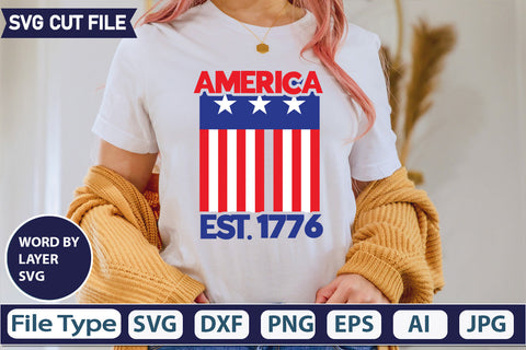 America Est. 1776 SVG Cut File,SVGs,quotes-and-sayings,food-drink,mini-bundles,print-cut,on-sale, SVG DesignPlante 503 