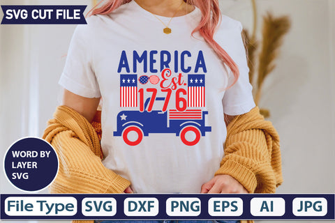 America Est. 1776 SVG Cut File,SVGs,quotes-and-sayings,food-drink,mini-bundles,print-cut,on-sale, SVG DesignPlante 503 