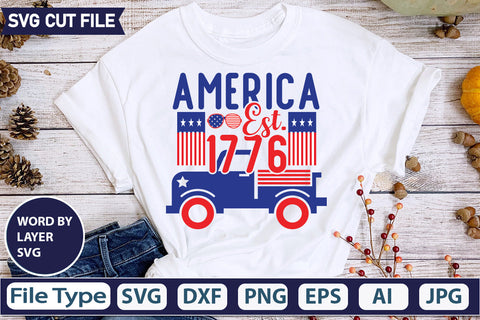 America Est. 1776 SVG Cut File,SVGs,quotes-and-sayings,food-drink,mini-bundles,print-cut,on-sale, SVG DesignPlante 503 