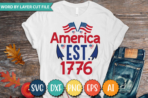 America est. 1776 SVG Cut File,SVGs,quotes-and-sayings,food-drink,mini-bundles,print-cut,on-sale, SVG DesignPlante 503 
