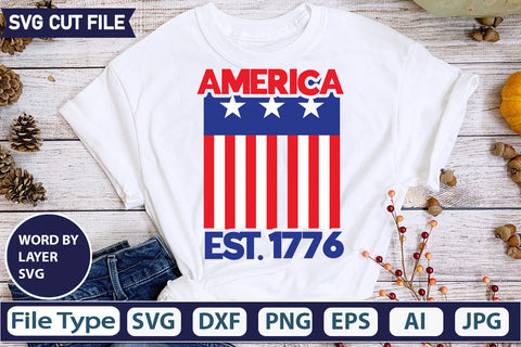 America Est. 1776 SVG Cut File,SVGs,quotes-and-sayings,food-drink,mini-bundles,print-cut,on-sale, SVG DesignPlante 503 